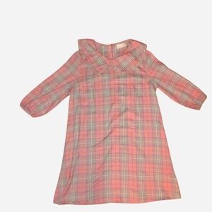 NWT Ninexis "Ces La Vie" Plaid Peter Pan Collar Dress - Coral/Blue, Medium